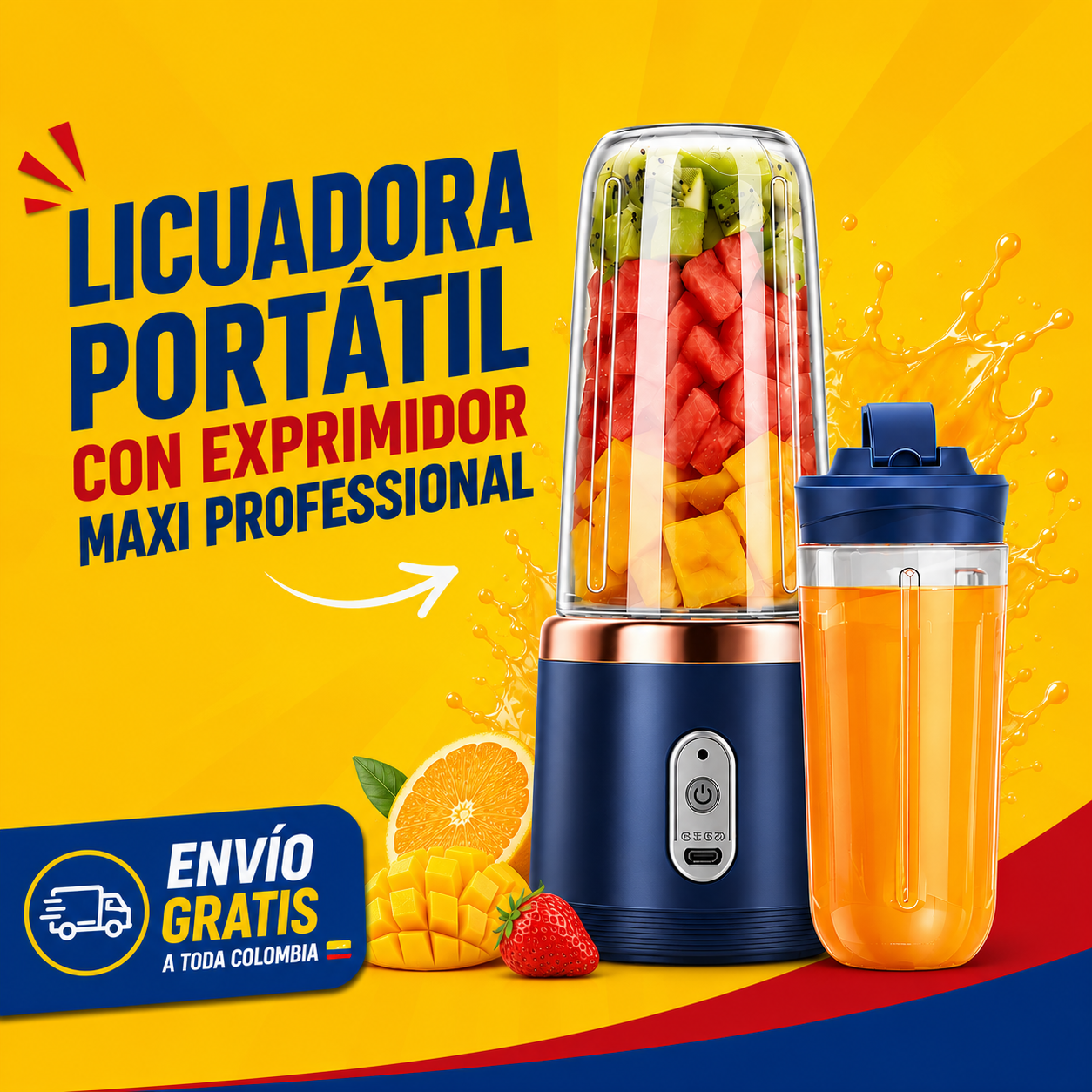 🔥 ¡Prepara Jugos y Batidos Frescos en Solo 30 Segundos! | Licuadora Portátil USB Maxi Professional