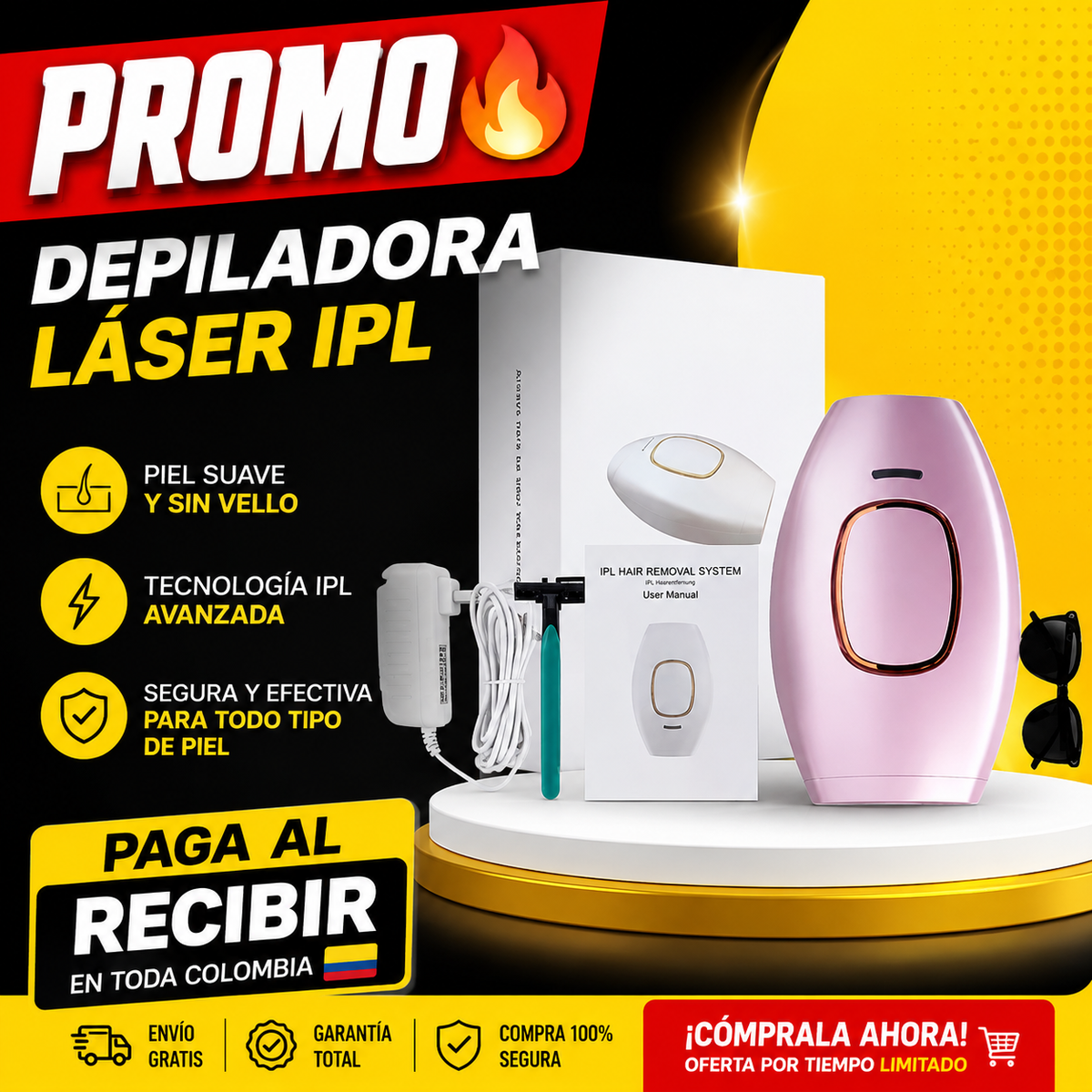 🔥 PROMO 🔥 Depiladora Láser IPL 5 Niveles – Depilación en Casa para Todo el Cuerpo